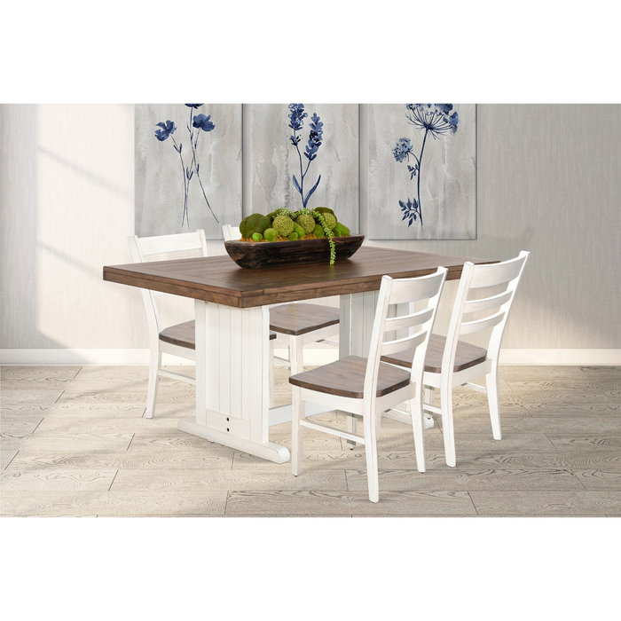 Sunny Designs Rectangular Wood Dining Table Marble White and Buck Skin