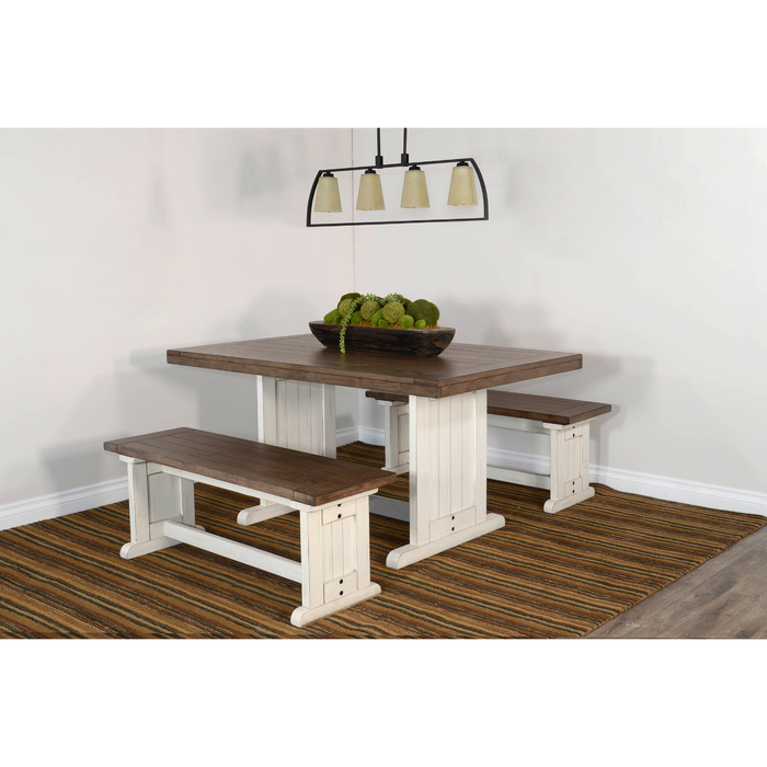 Sunny Designs Rectangular Wood Dining Table Marble White and Buck Skin