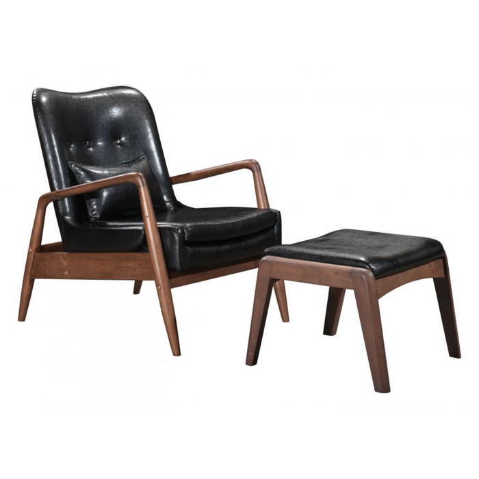 Zuo Bully Lounge Chair & Ottoman Black