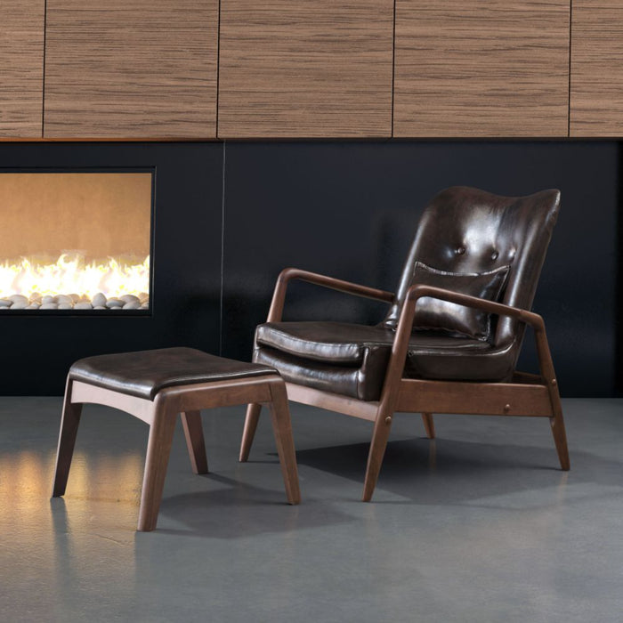 Zuo Bully Lounge Chair & Ottoman Brown