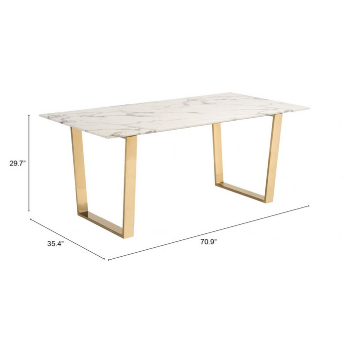 Zuo Atlas Dining Table White & Gold