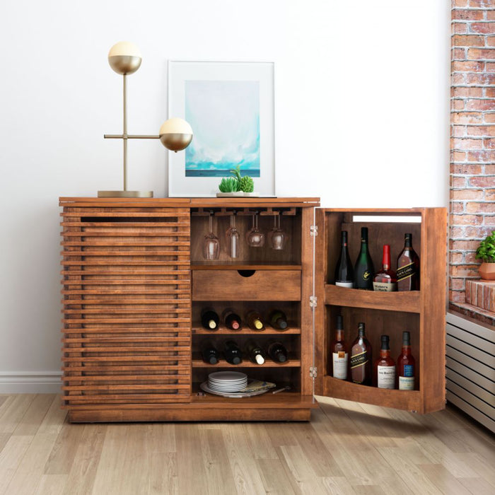 Zuo Linea Bar Cabinet Walnut