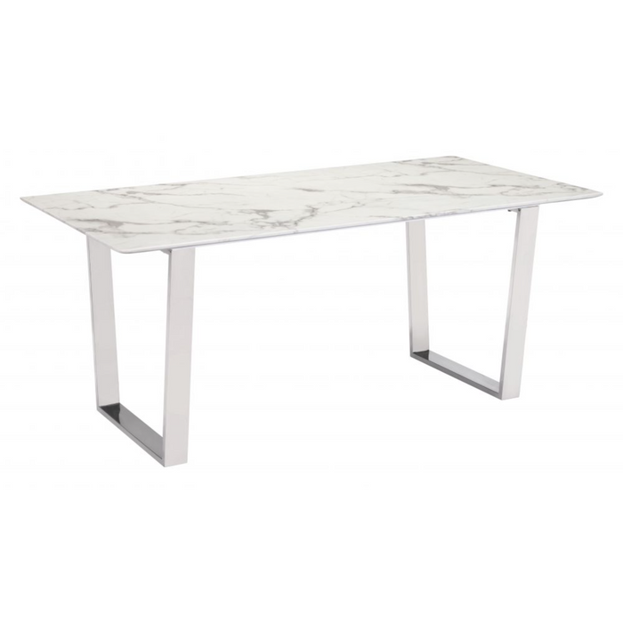 Zuo Atlas Dining Table White & Silver