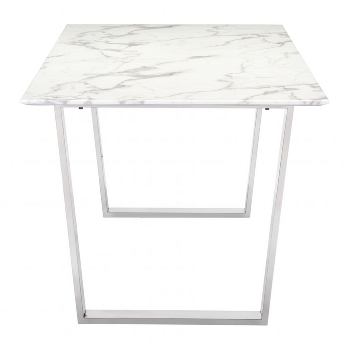 Zuo Atlas Dining Table White & Silver