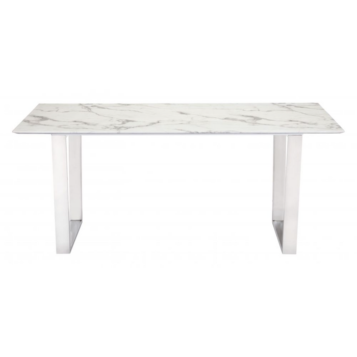 Zuo Atlas Dining Table White & Silver