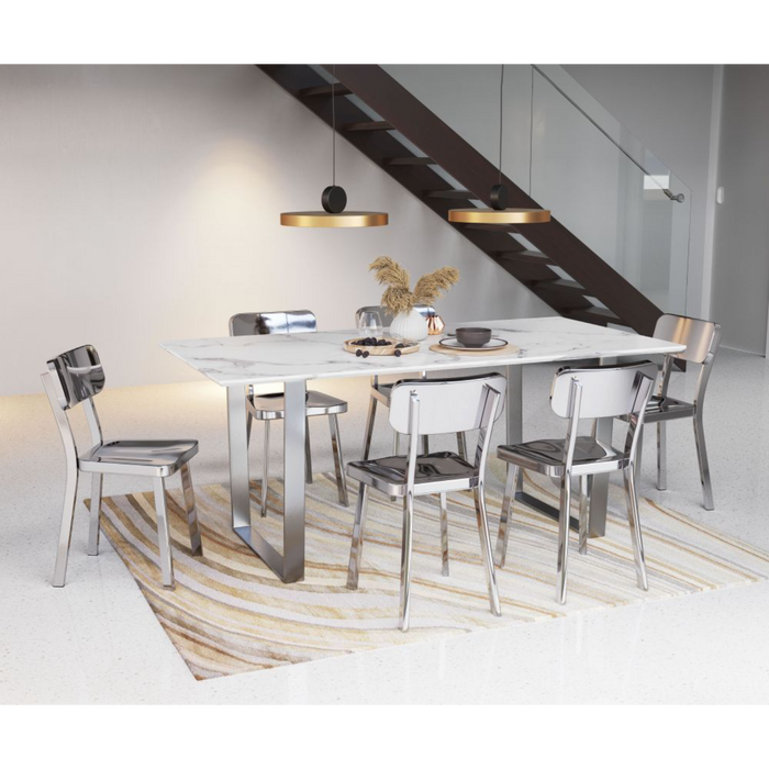 Zuo Atlas Dining Table White & Silver