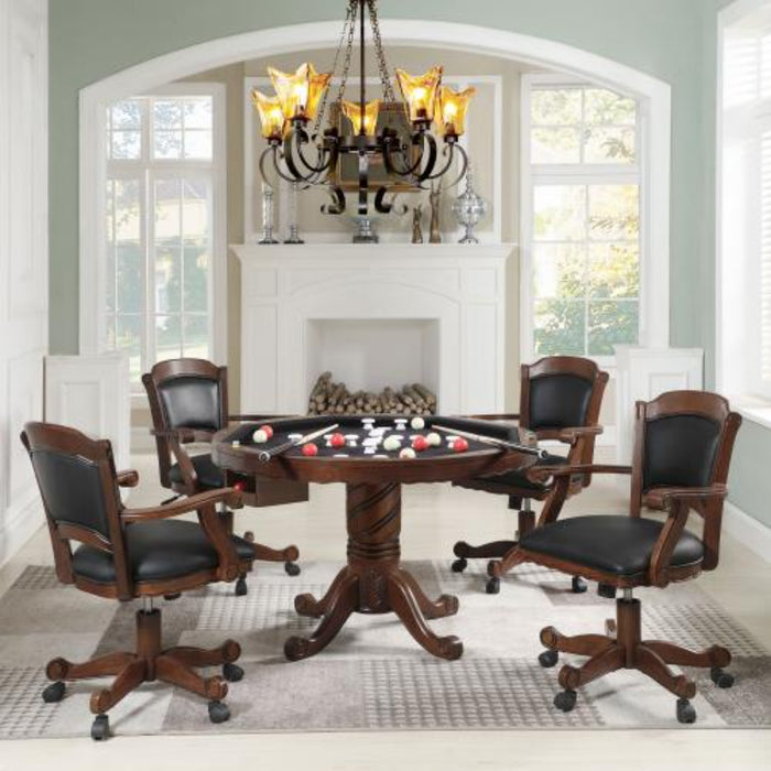 Coaster Turk 5-piece 3-in-1 Dining and Game Table Room Set Tobacco