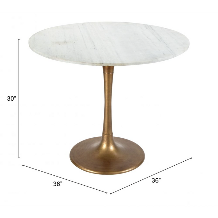 Zuo Fullerton Dining Table White & Gold