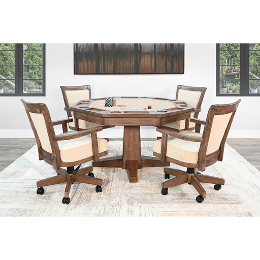 Sunny Designs Reversible Game and Dining Poker Table Buckskin - Bed & Sofa Hub
