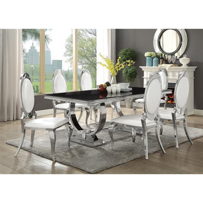 Coaster Antoine 7-piece Rectangular Glass Top Dining Room Set Chrome