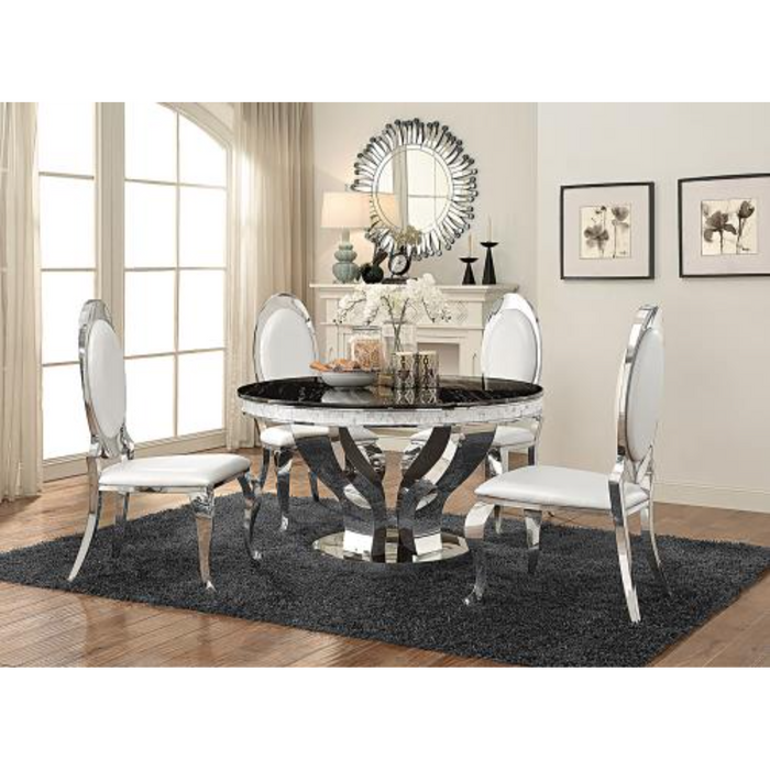 Coaster Anchorage 5-piece Round Stainless Steel Dining Room Set Chrome