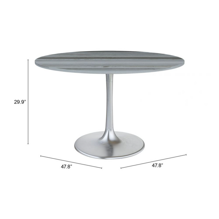 Zuo Star City Dining Table Gray & Silver