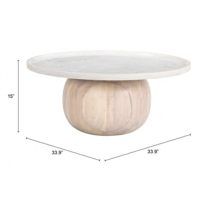 Zuo Savona Coffee Table White & Natural