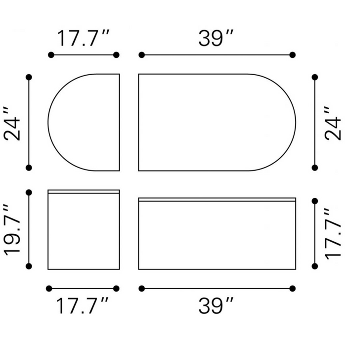 Zuo Ormara Coffee Table Set White & Black