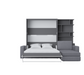 Maxima House Murphy Bed INVENTO European Queen size with a Sectional Sofa and a Bookcase, mattress included IN014/17GW-LG - Bed & Sofa Hub