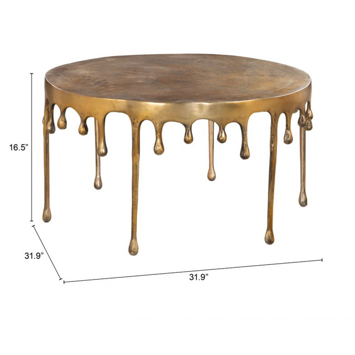 Zuo Drip Coffee Table Antique Brass