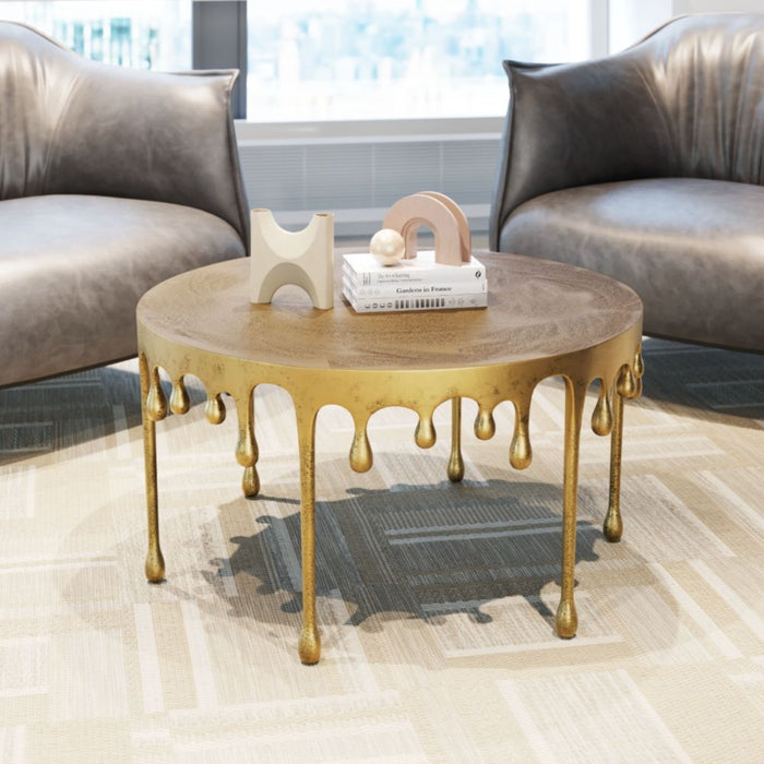 Zuo Drip Coffee Table Antique Brass