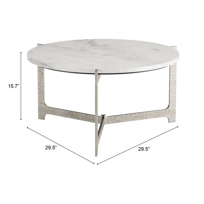 Zuo Barmas Coffee Table White & Silver