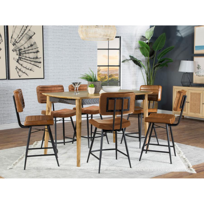 Coaster Partridge 7-piece Counter Dining Room Set Sheesham and Camel