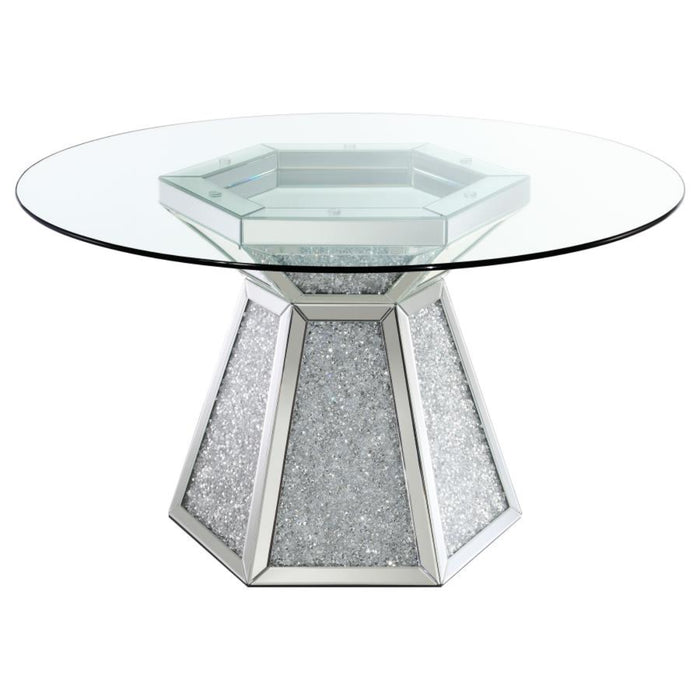 Coaster Quinn 5-piece Round Glass Top Mirrored Dining Room Set Black - Bed & Sofa Hub