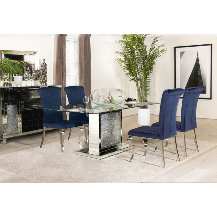 Coaster  Marilyn 5-piece Rectangular Mirrored Dining Room Set Ink Blue