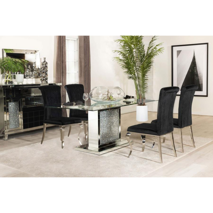 Coaster Marilyn 5-piece Rectangular Mirrored Dining Table Room Set Black