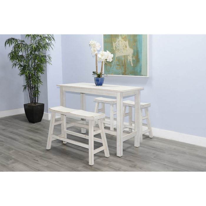 Sunny Designs White Sand Counter Bench, Wood Seat White Sand