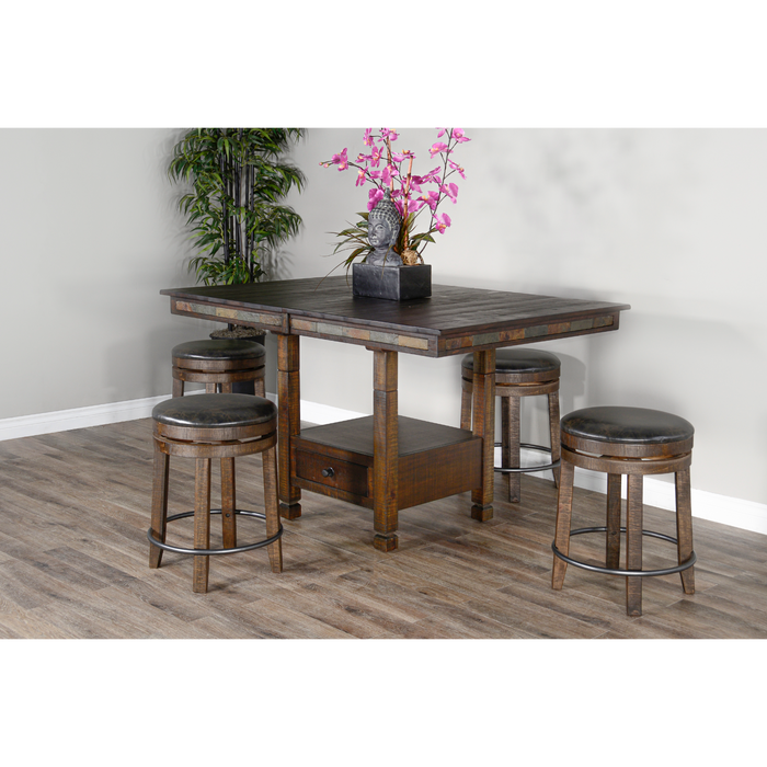 Sunny Designs Wood Adjustable Height Dining Table Dark Chocolate