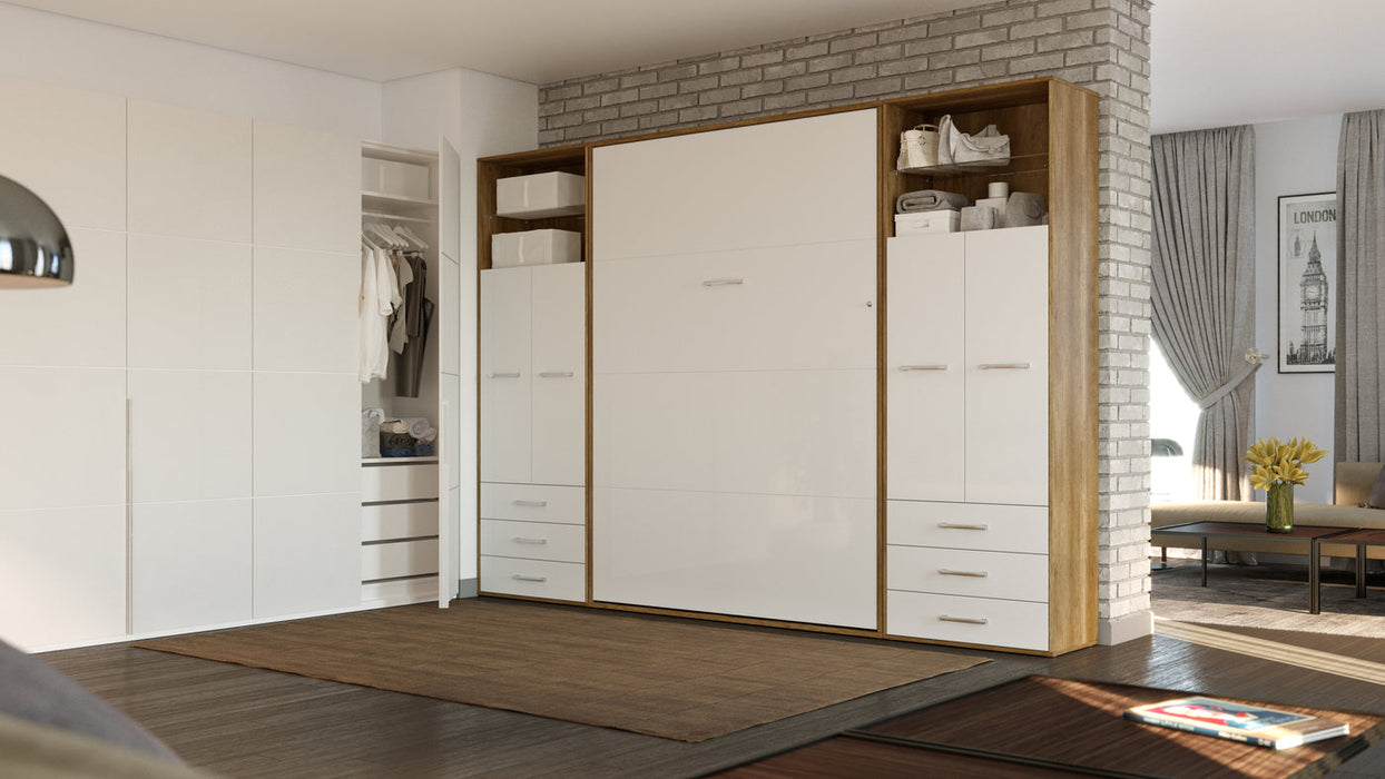 Maxima House Invento Vertical Wall Bed, European Twin Size with 2 cabinets  IN90V-10W - Bed & Sofa Hub