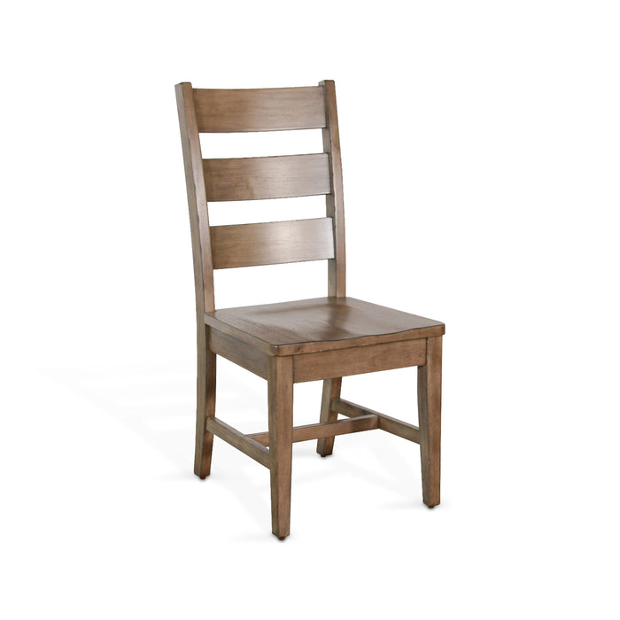 Sunny Designs Ladderback Chair with Stretchers, Wood Seat Buckskin