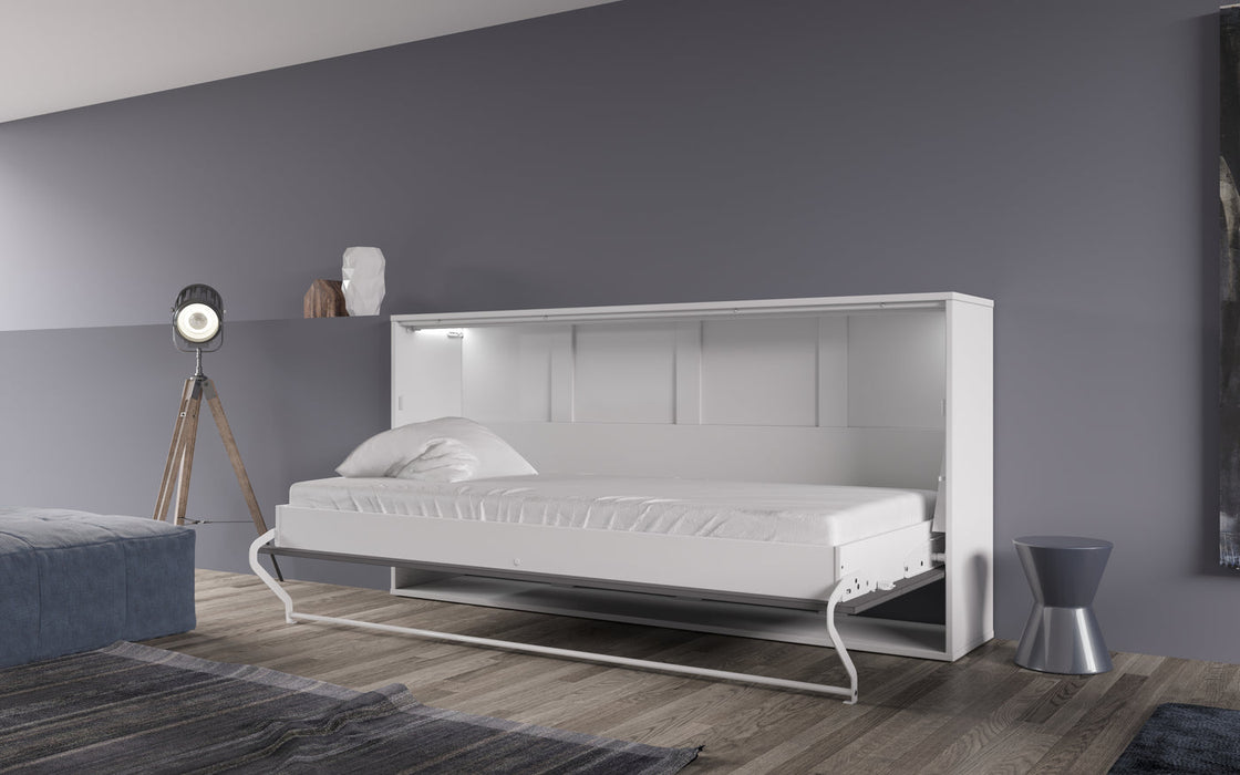 Maxima House European Horizontal TWIN size Murphy Bed INVENTO with mattress and LED IN-06WLED