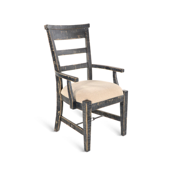 Sunny Designs Wood Arm Dining Chair Black Sand