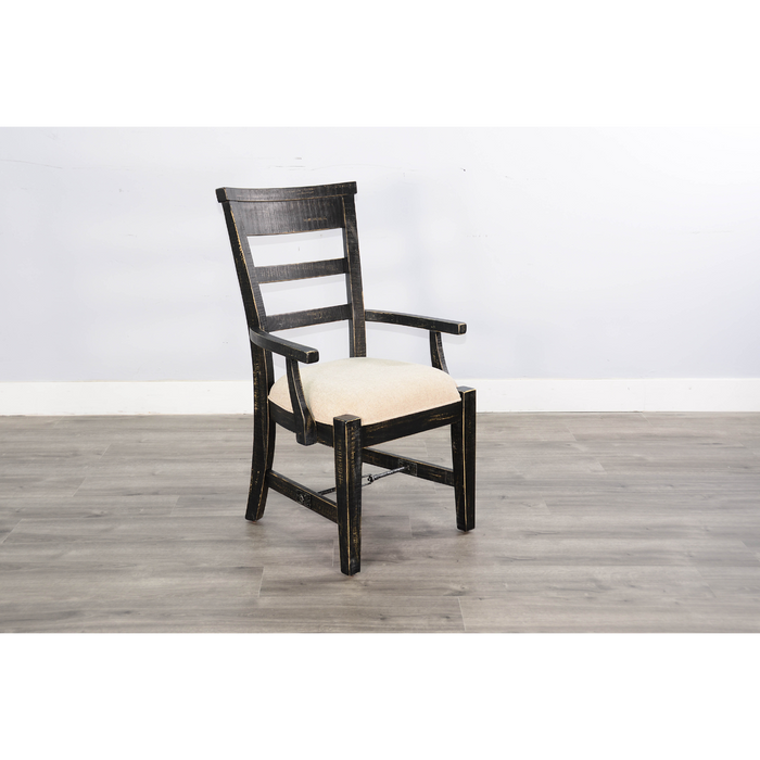 Sunny Designs Wood Arm Dining Chair Black Sand