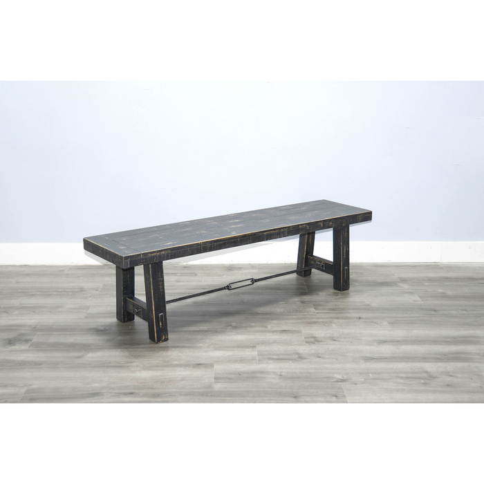 Sunny Designs 64" Black Sand Bench with Turnbuckle, Wood Seat Black Sand