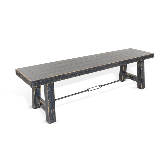 Sunny Designs 64" Black Sand Bench with Turnbuckle, Wood Seat Black Sand