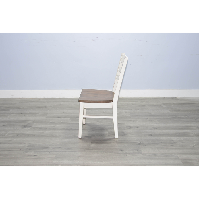 Sunny Designs Ladderback Chair, Wood Seat Marble White and Buck Skin