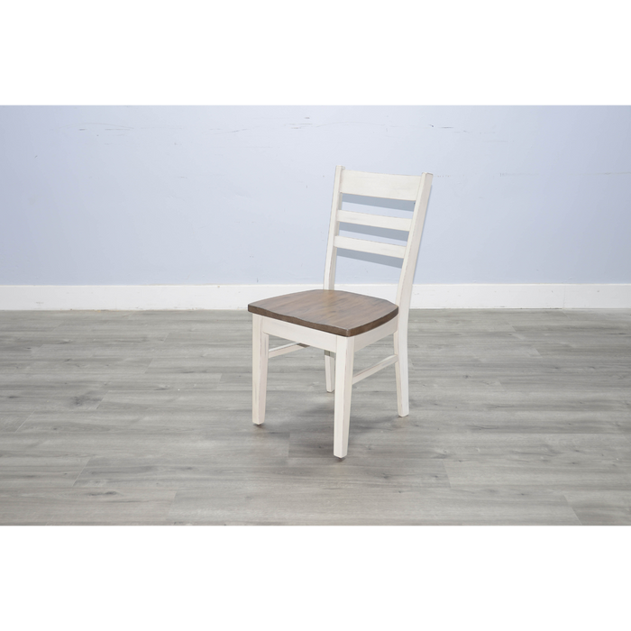 Sunny Designs Ladderback Chair, Wood Seat Marble White and Buck Skin