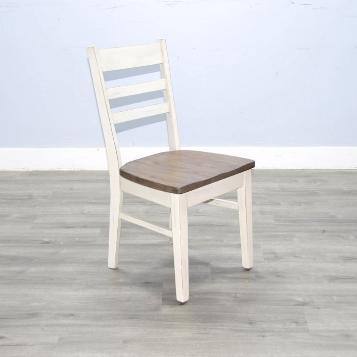 Sunny Designs Ladderback Chair, Wood Seat Marble White and Buck Skin