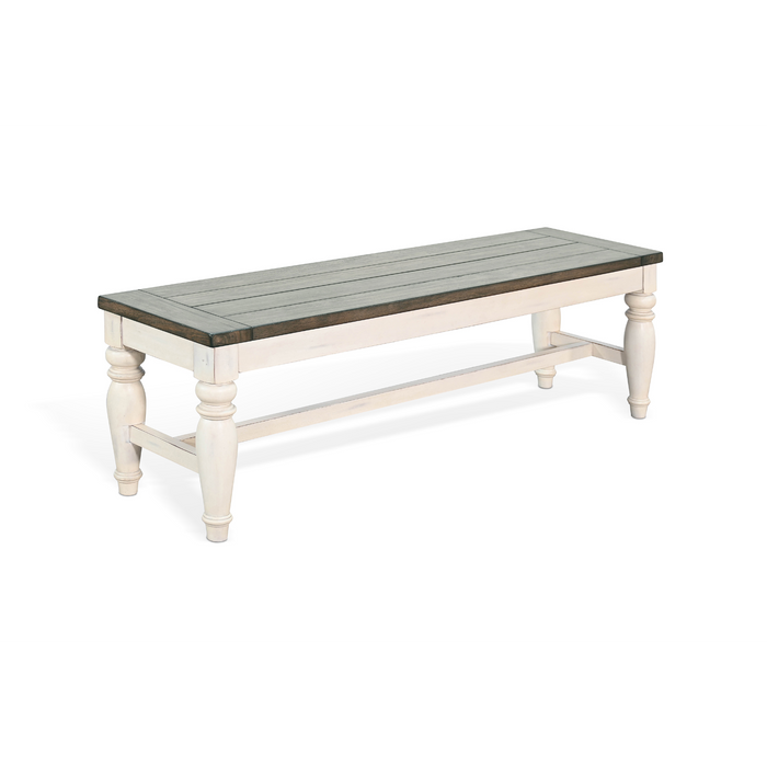 Sunny Designs Pasadena Bench with Mindi Veneer Seat Marble White/Buckskin