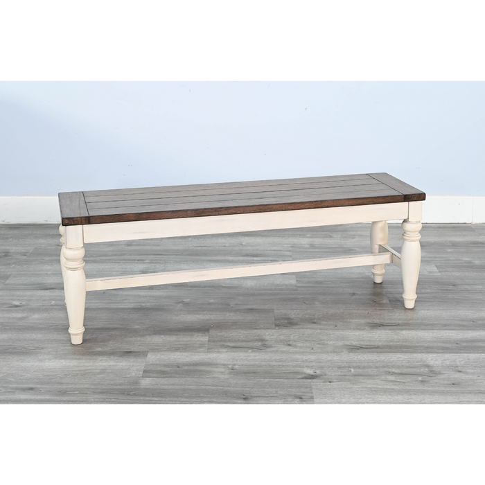 Sunny Designs Pasadena Bench with Mindi Veneer Seat Marble White/Buckskin