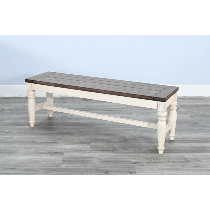 Sunny Designs Pasadena Bench with Mindi Veneer Seat Marble White/Buckskin