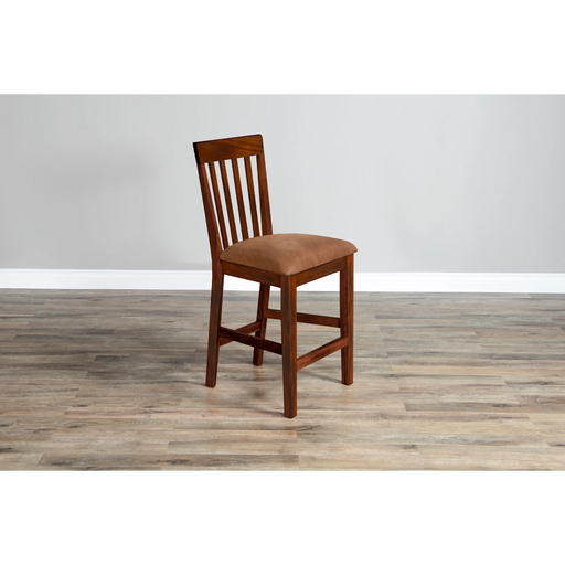 Sunny Designs Santa Fe Slatback Counter Stool with Cushion Seat Dark Chocolate - Bed & Sofa Hub