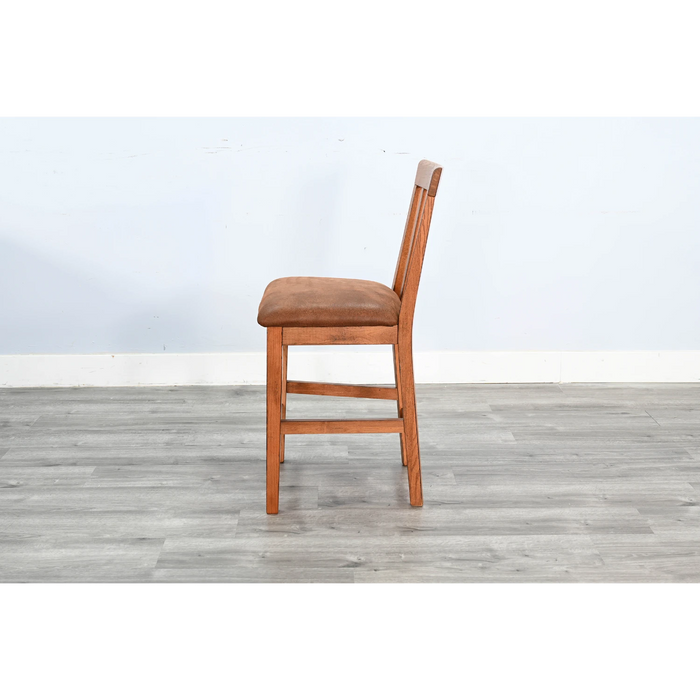 Sunny Designs Counter Sedona Slatback Barstool, Cushion Seat Rustic Oak - Bed & Sofa Hub