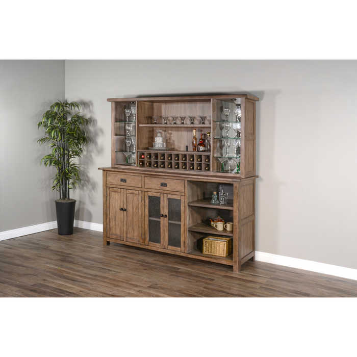 Sunny Designs Buffet & Back Bar Hutch Buckskin - Bed & Sofa Hub