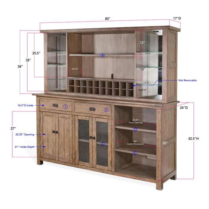 Sunny Designs Buffet & Back Bar Hutch Buckskin - Bed & Sofa Hub