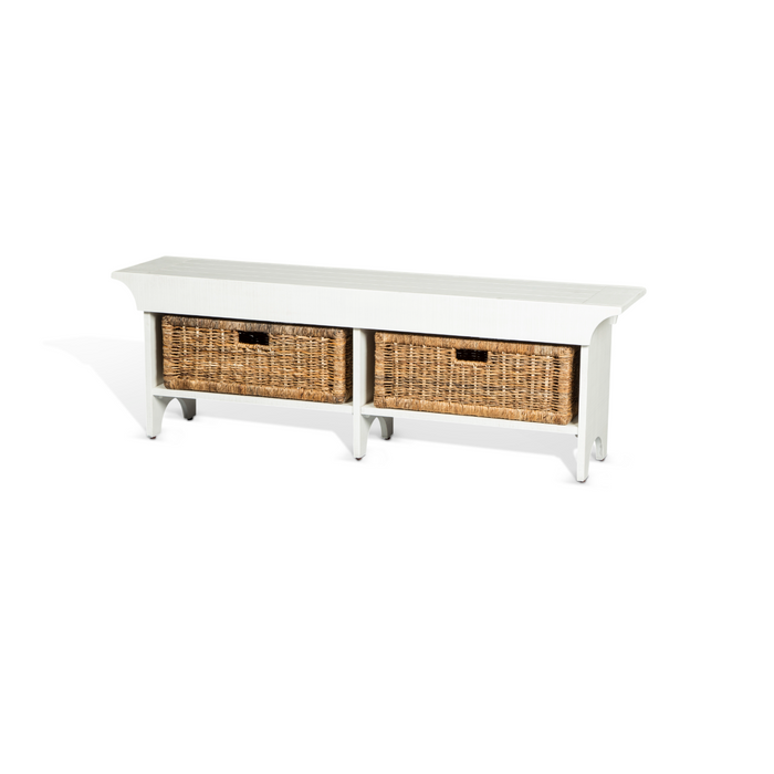 Sunny Designs 55"W Bench with Woven Baskets River Birch