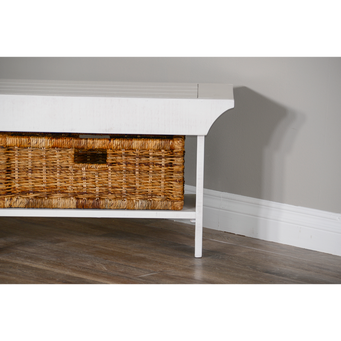 Sunny Designs 55"W Bench with Woven Baskets River Birch