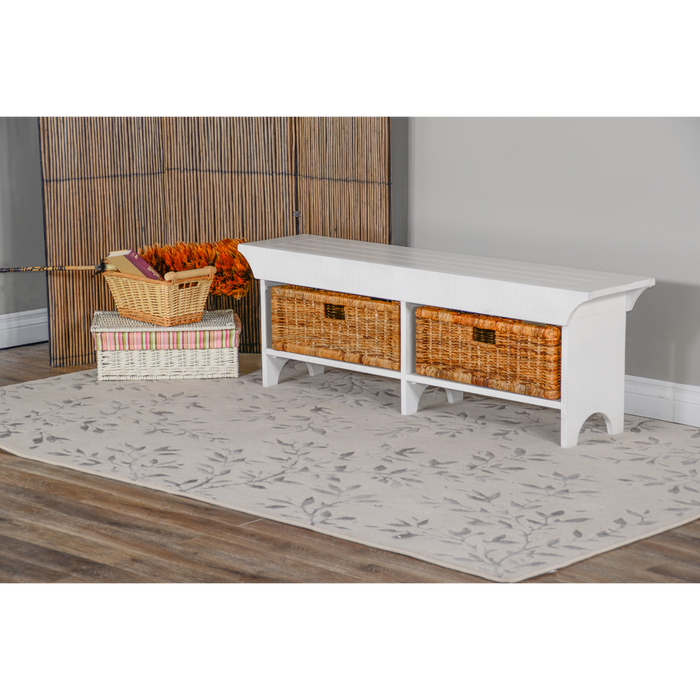 Sunny Designs 55"W Bench with Woven Baskets River Birch