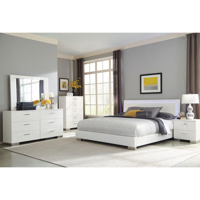 Coaster Felicity 5-piece Bedroom Set White High Gloss