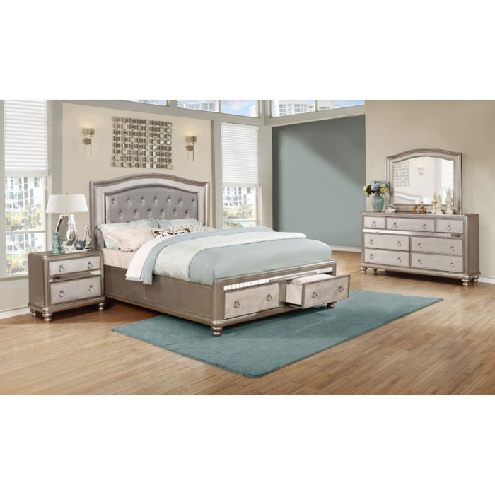 Coaster Bling Game 4-piece Bedroom Set Metallic Platinum